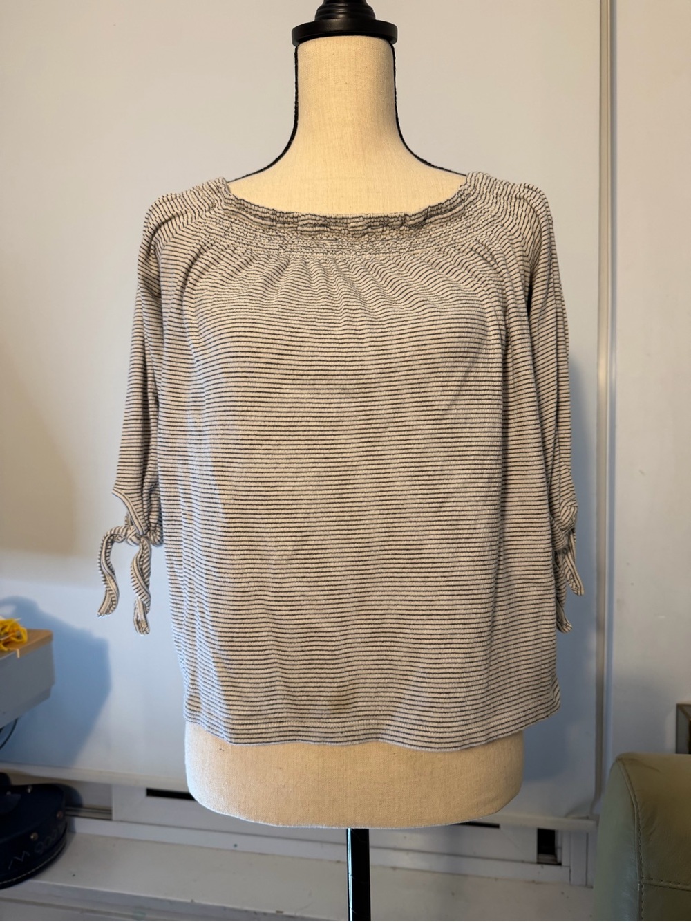 Lucky Brand Cream & Black Striped Boatneck Tunic